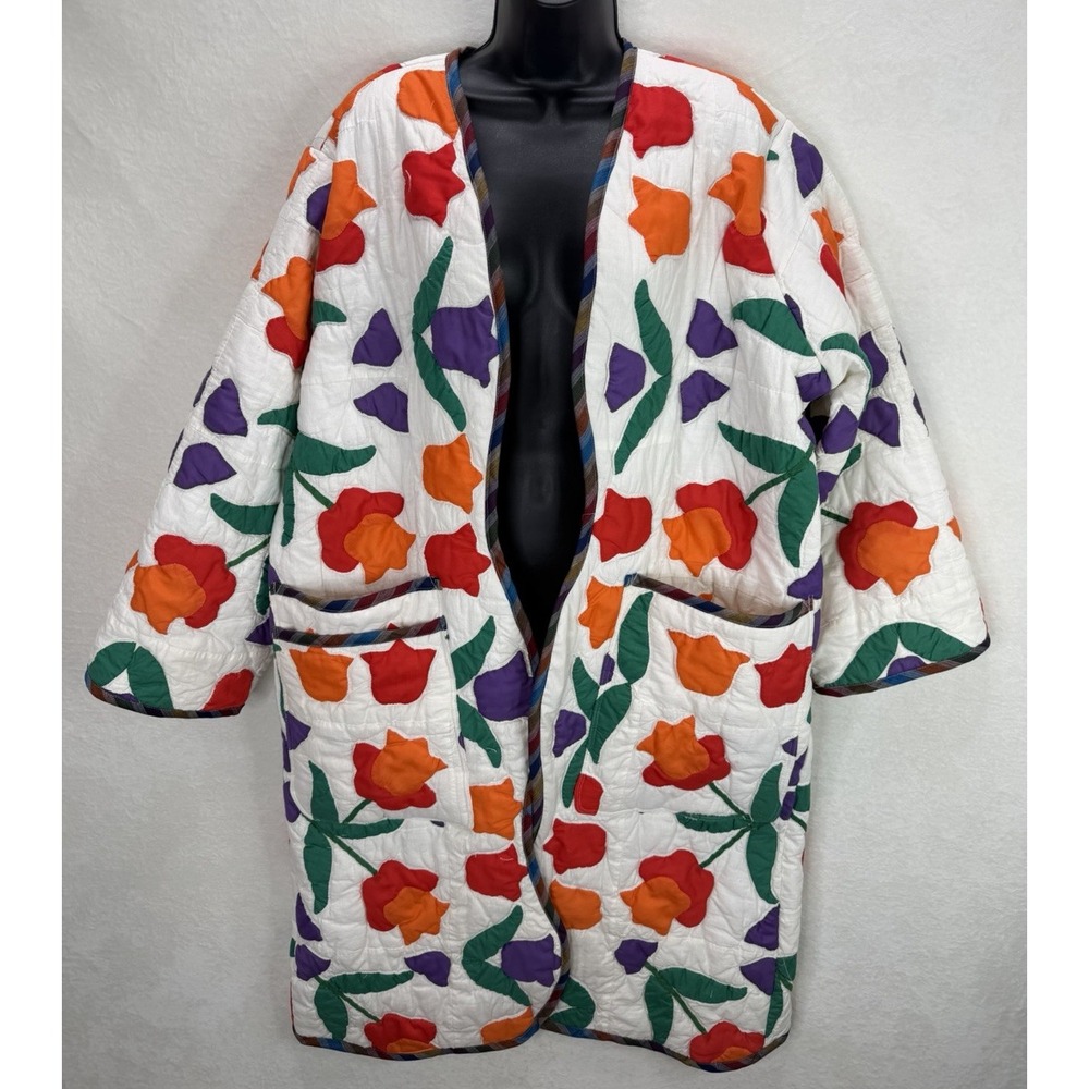 Subcouture by Mentorsilly Handmade Tulip Reclaimed Long Quilt Coat Size XL